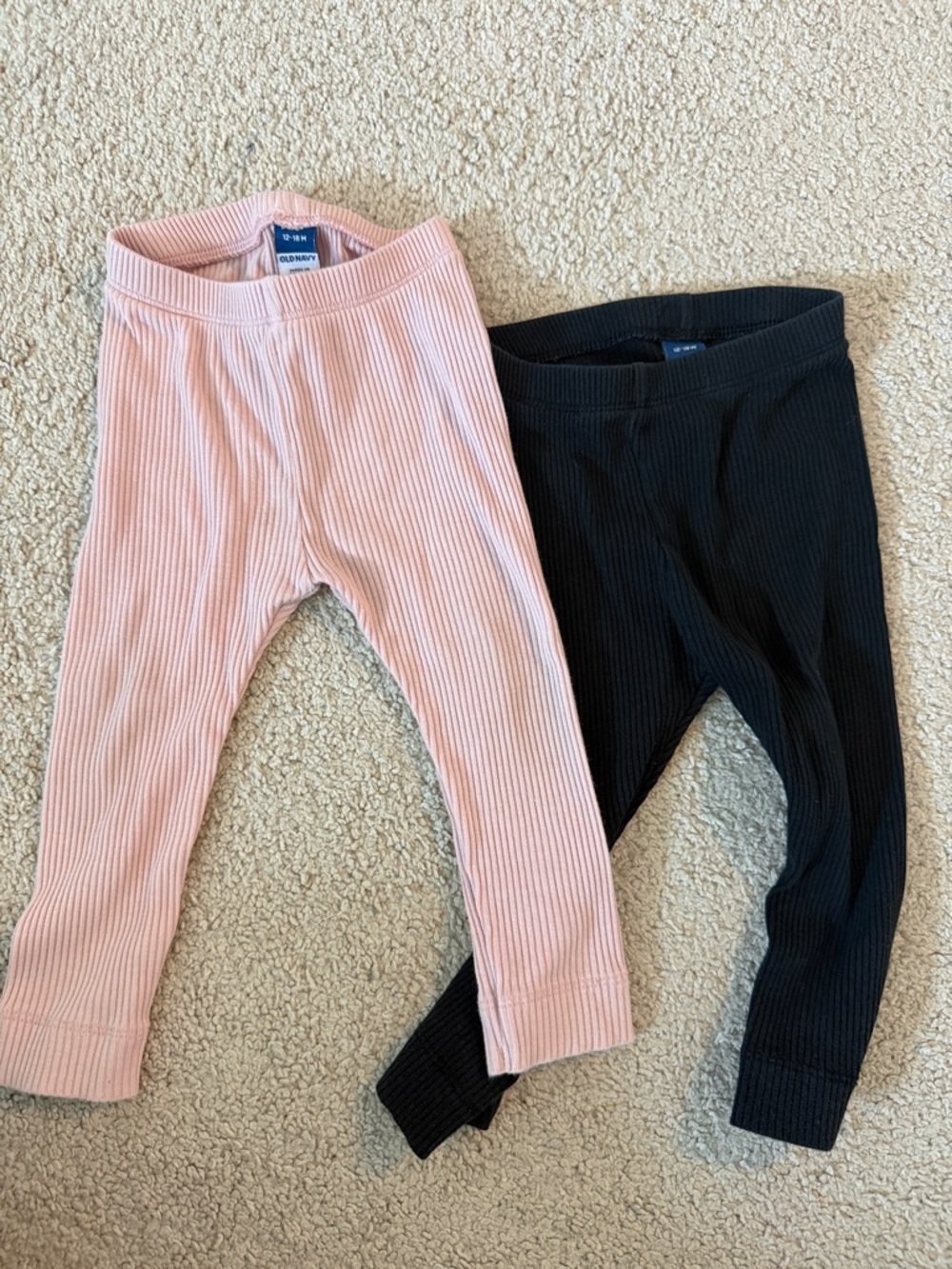 Old Navy Girls Ribbed Leggings Set - Light Pink & Black